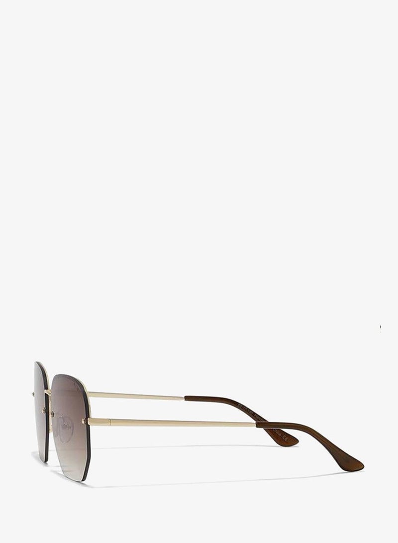 BlackOut NINA II,Unisex Sunglasses, Hexagon Sunglasses, UV Protection: UV400 (Gold,Brown) - Image 2
