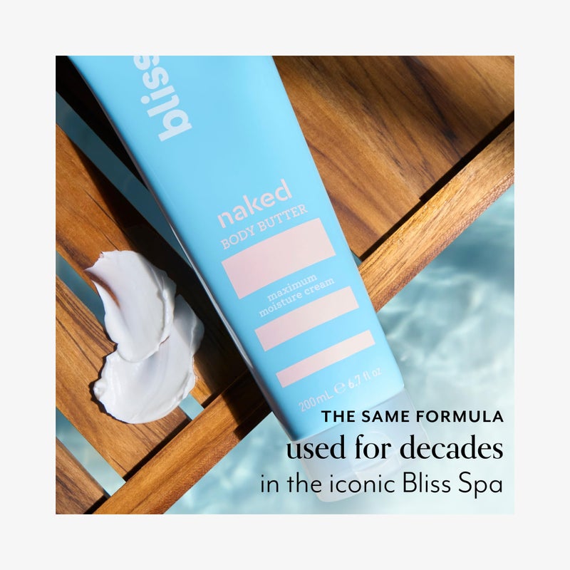 Bliss - Naked Body Butter - Unscented - Maximum Moisture Cream - 6.7 Fl Oz - Daily Moisturizer for Women & Men - Fragrance Free - Vegan and Cruelty Free - Image 5