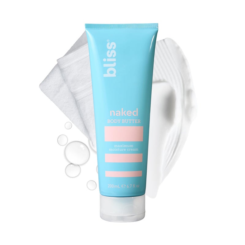 Bliss - Naked Body Butter - Unscented - Maximum Moisture Cream - 6.7 Fl Oz - Daily Moisturizer for Women & Men - Fragrance Free - Vegan and Cruelty Free - Image 1