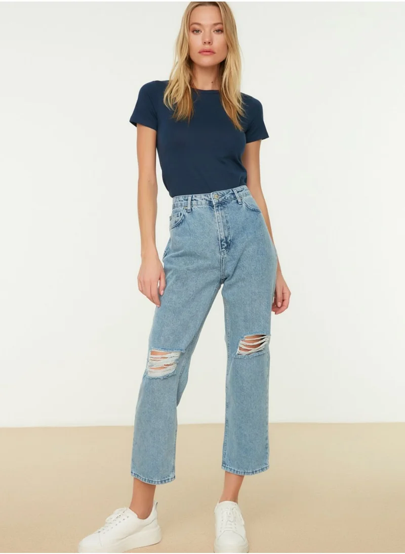 trendyol Ripped Straight Jeans