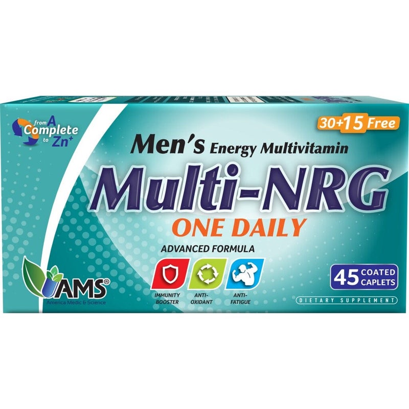 AMS Multi-NRG Men's Energy Multivitamin Supplement Tablets, Pack of 45's - Image 2
