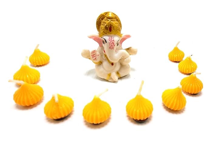 ViNishq ViNishq Scented Small Sweets Shape Mini Wax Candle for Decoration Ganesh Chaturthi Special Festivals Birthday Wedding Diwali Celebration 100 Soy Wax MODAK - Image 1