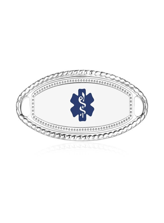Divoti Custom Engraved 316L Premier Medical ID Tag for Interchangeable (Vertically Connect) Medical ID Bracelet - Deep Blue - Image 1