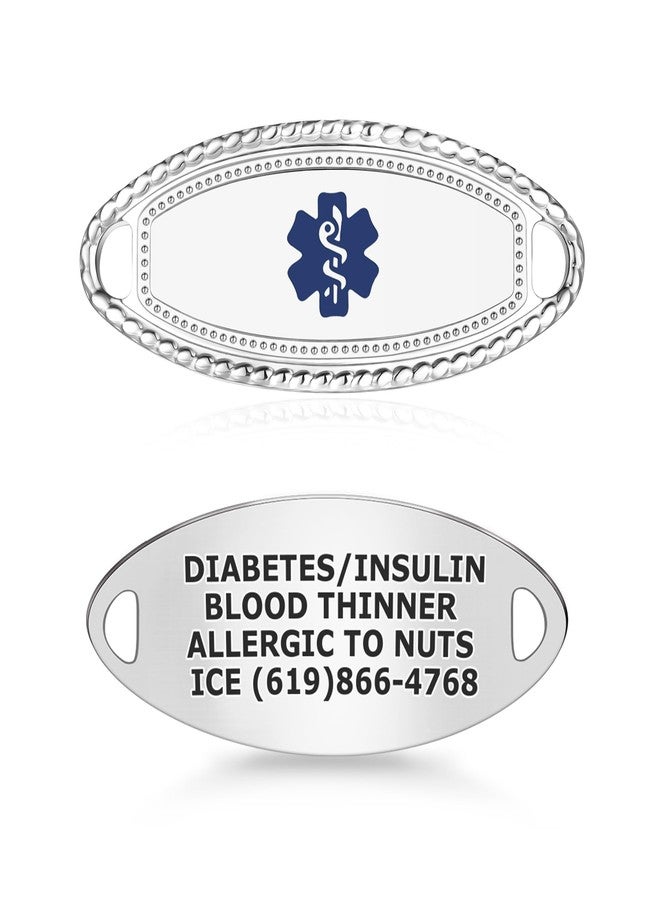Divoti Custom Engraved 316L Premier Medical ID Tag for Interchangeable (Vertically Connect) Medical ID Bracelet - Deep Blue - Image 2