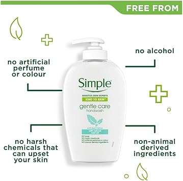Simple Kind to Skin Gentle Care Handwash 250ml x2 Pure Soap for Sensitive Skin 2 Bars Vegan No Perfume or Colour Dermatologically Tested - Image 2