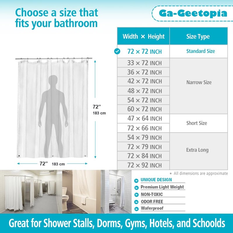 Ga-Geetopia Thin 3D EVA Shower Curtain Liner Water Cube, 72x72 Premium Light Weight Clear Plastic Bathroom Shower Curtain with Rustproof Metal Grommets 3 Magnets for Shower Stall, Bathtubs(No Hooks) - Image 4