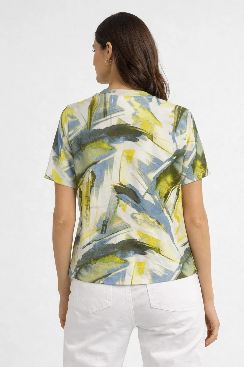 د ك ن ي SHORT SLEEVE PRINTED STUDED LOGO TOP