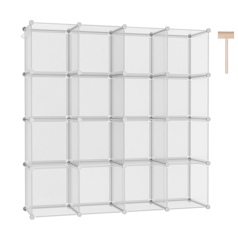C&AHOME Cube Storage Organizer, 16-Cube Shelves Units, Plastic Storage Cubes, DIY Closet Organizer, Modular Closet Storage Shelf Ideal for Home, 48.4" L Ã— 12.4" W Ã— 48.4" H Transparent Twill UPCS16T - Image 1