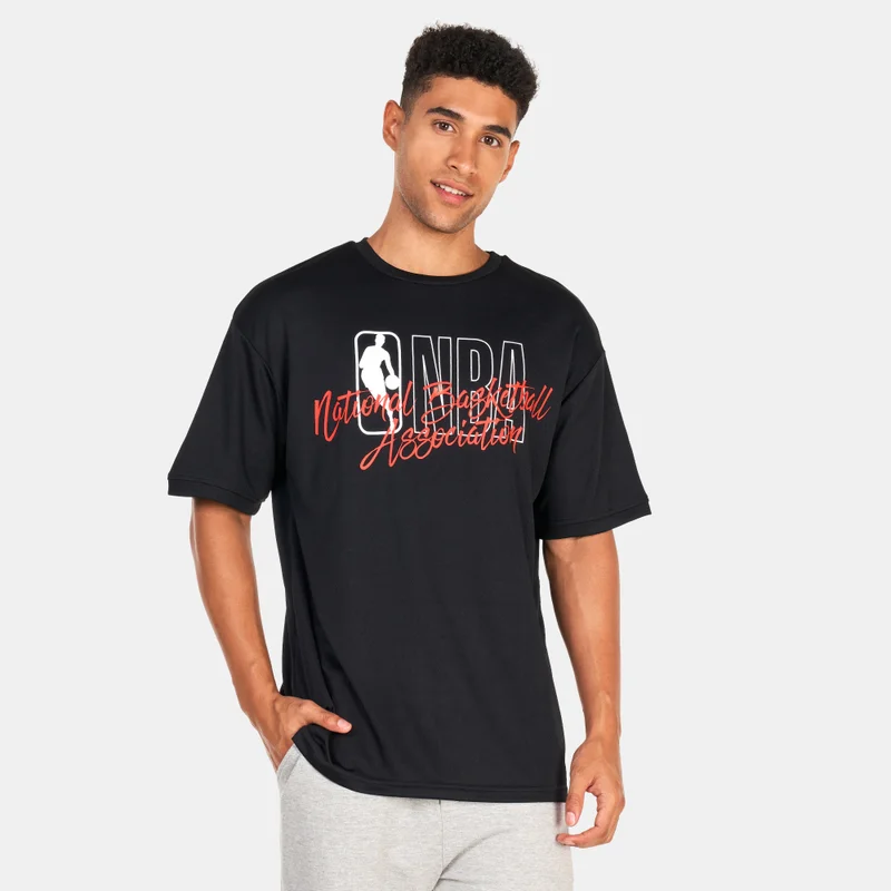 NEW ERA Oversized NBA Logo Script Mesh T-Shirt
