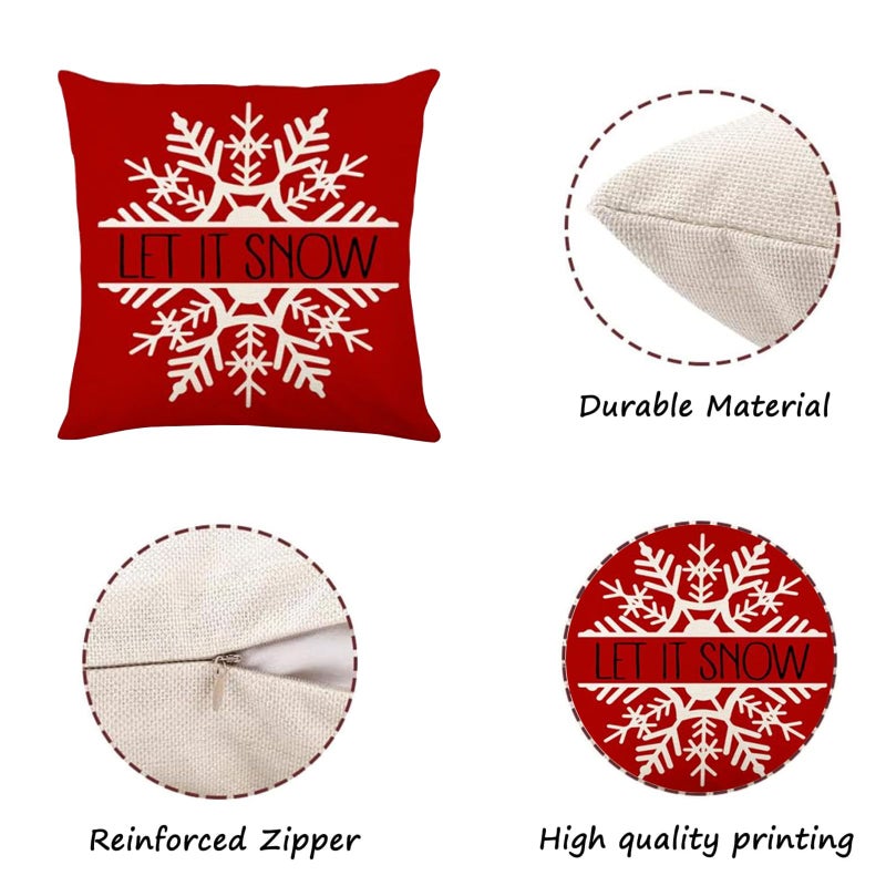 ONFAON Christmas Decorations - Christmas Pillow Covers 18x18 Set of 4 Farmhouse Christmas Throw Pillow Covers Set for Home Bedroom Sofa Couch - Image 2