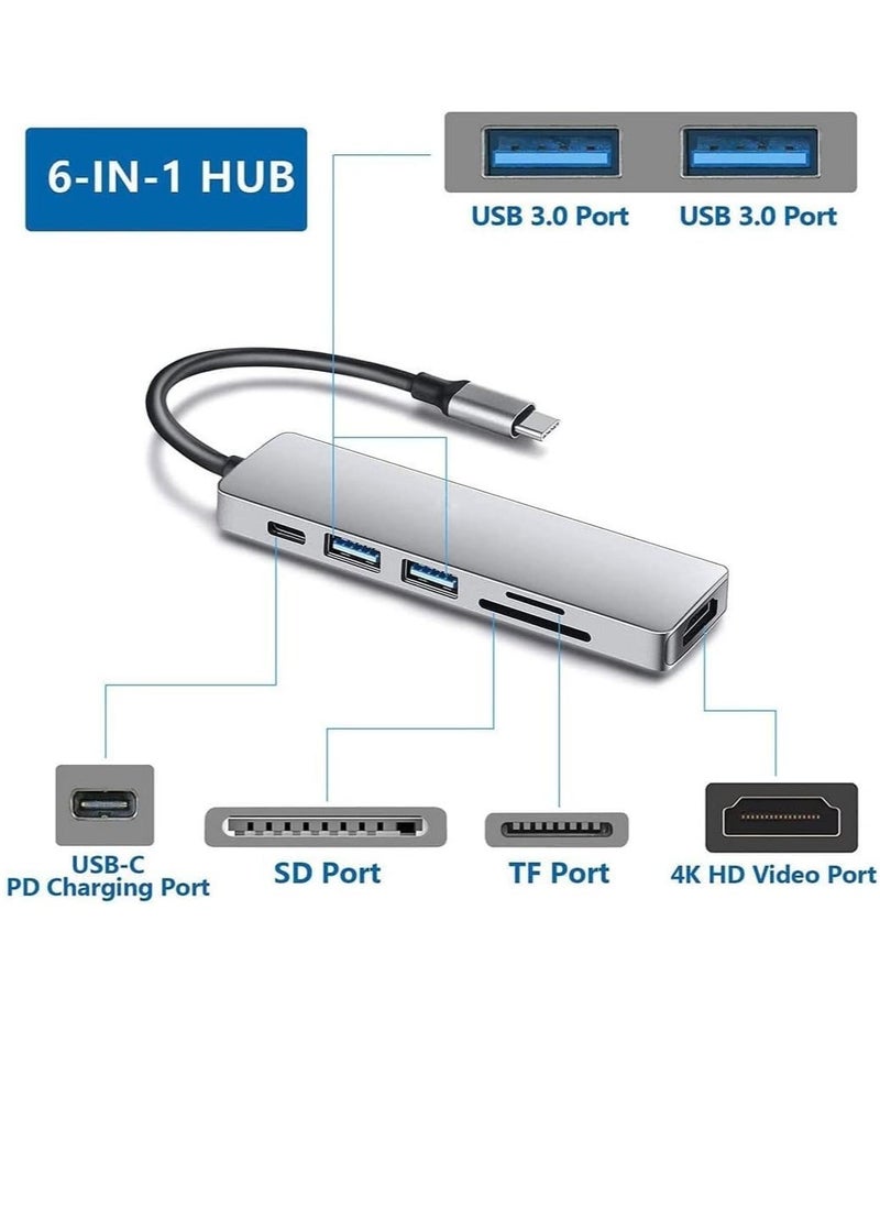 ELTRAZONE USB C Hub 6-in-1 to HDMI 4K Adapter, SD/TF Card Reader, 3 USB 3.0 Ports, Compatible with iPad Pro, MacBook Pro/Air, iMac, DELL, Laptops & Tablets – Space Grey  - Image 3