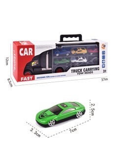 NB Truck Carrying Case with 6 Die-Cast Cars – Portable Storage Toy Transporter for Kids – Friction-Powered Carrier Truck Set  - Image 3