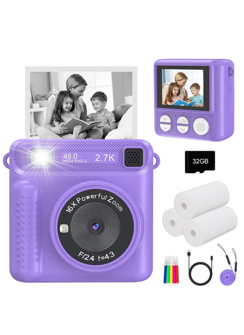 Generic Kids Camera Instant Print - HD Digital Video, 32GB SD Card, Portable Toy for Girls & Boys Age 3-12, Christmas Birthday Gifts  - Image 1