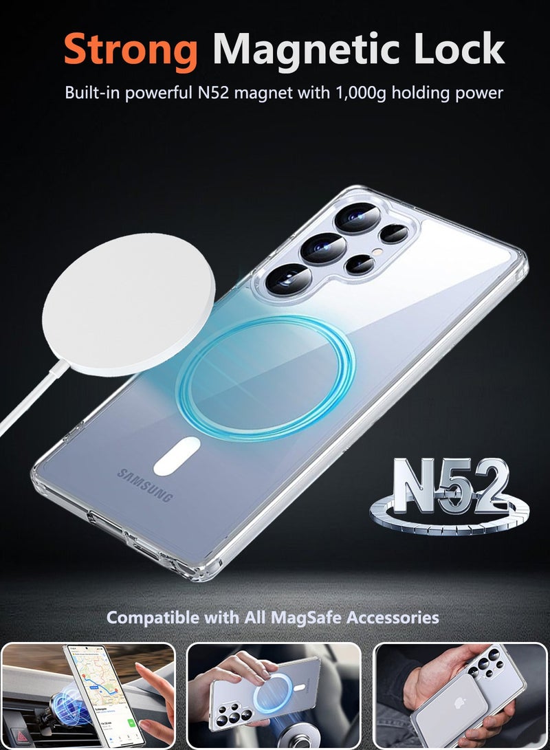 CLPURE Magnetic Case for Samsung Galaxy S25 Ultra 5G, Compatible with MagSafe, Shockproof Protective Phone Cover, Non-Yellowing Hard Clear PC Back (Clear)  - Image 3