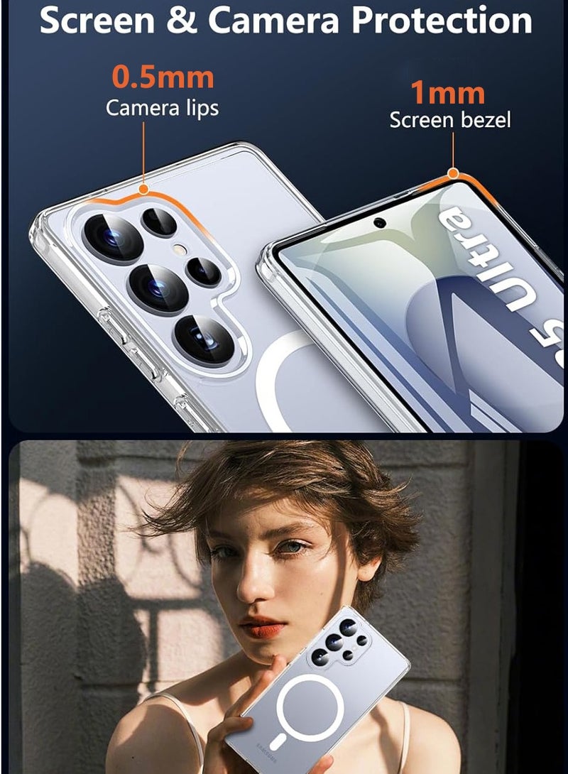 CLPURE Magnetic Case for Samsung Galaxy S25 Ultra 5G, Compatible with MagSafe, Shockproof Protective Phone Cover, Non-Yellowing Hard Clear PC Back (Clear)  - Image 5