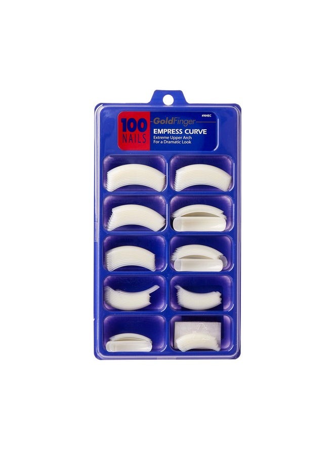 Goldfinger - Gold Finger 100 Acrylic Plain Nails (1 Pack Empress Curve) Overlap Long Length Half Cover French False Nail Tips - Image 1