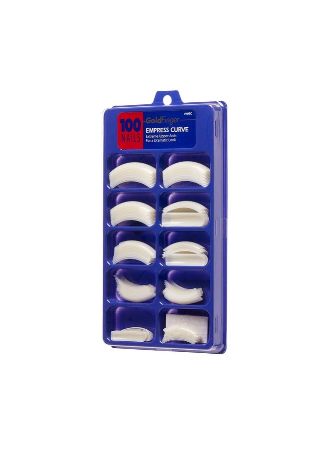 Goldfinger - Gold Finger 100 Acrylic Plain Nails (1 Pack Empress Curve) Overlap Long Length Half Cover French False Nail Tips - Image 1