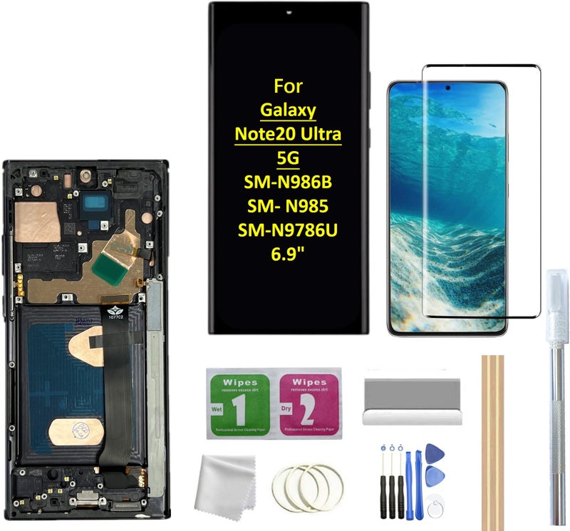 JMBTQ for Glaxy Note20 Ultra LCD Screen with Frame Replacement for Samsung Galaxy Note20 Ultra 5G SMN986B SMN985 SMN986U 69 LCD Screen Display Touch Digitizer with FrameTool Black - Image 2