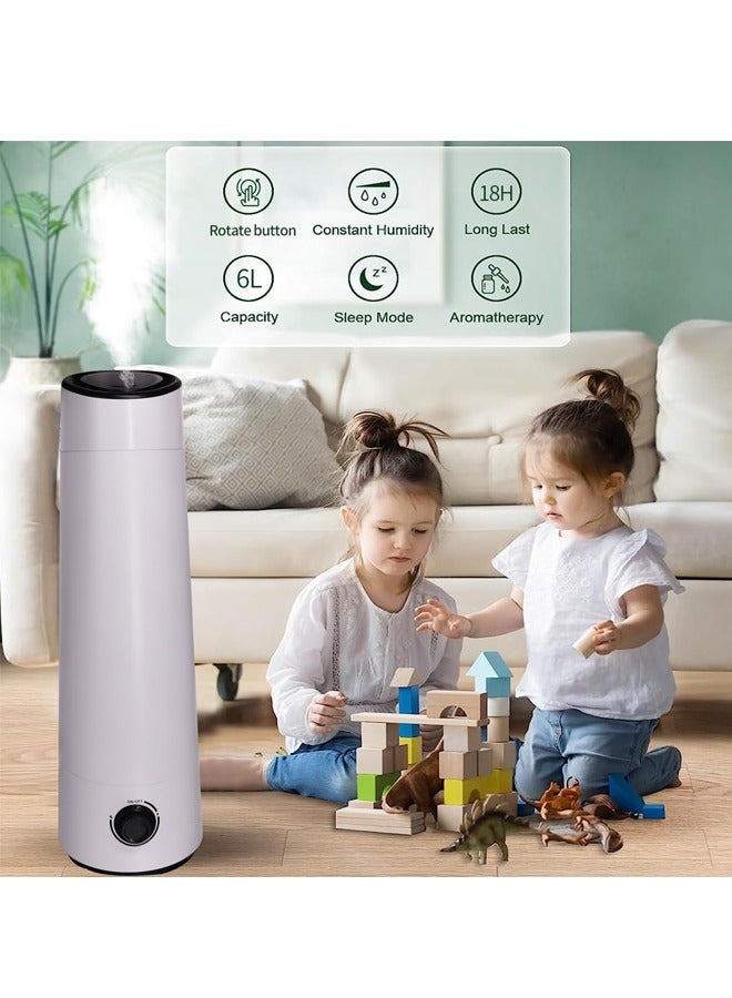 PADOM مرطبات الهواء من بادوم لغرف النوم، مرطبات ضباب بارد بالموجات فوق الصوتية بسعة 6 لتر للمنزل وغرفة الأطفال والنباتات، مرطب هواء هادئ مع تعبئة علوية تدوم حتى 30 ساعة، إيقاف تشغيل تلقائي، بدون فلتر (C) - Image 4