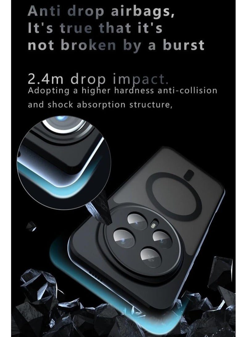 general Honor Magic 8 Pro Magnetic Case [Supports Wireless Charging] Matte semi-transparent black case Anti-yellowing airbag protection PC+TPU shockproof cover - Image 5