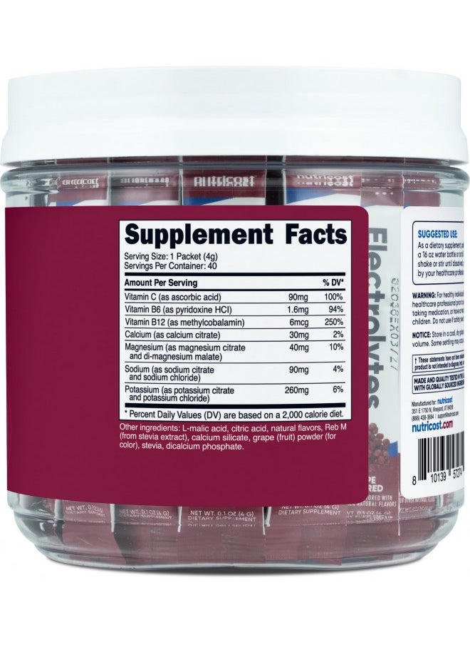 Nutricost - Nutricost Electrolytes Complex, Grape Flavored, 40 Stickpacks - Advanced Hydration Complex - Image 1