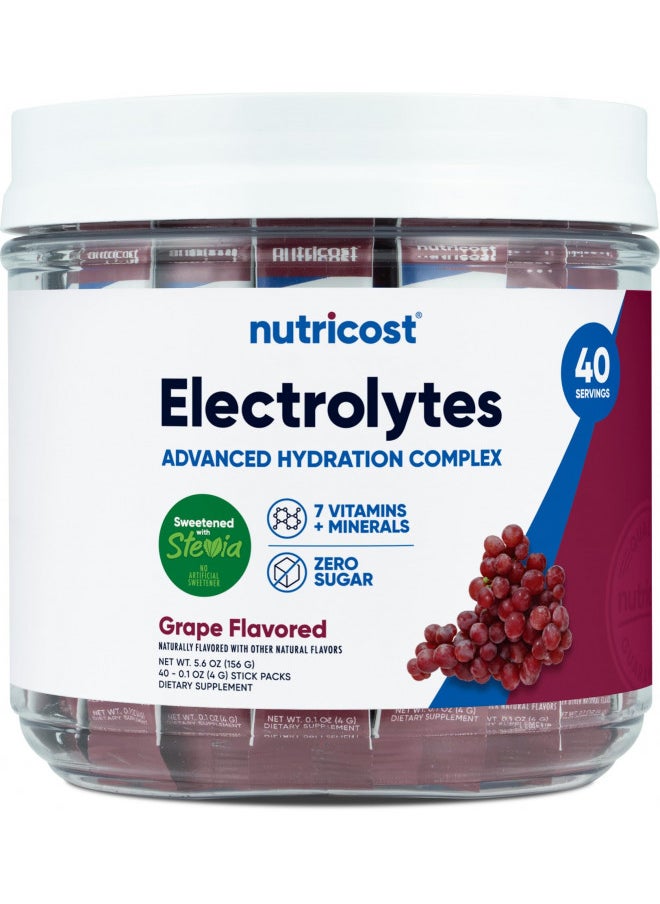 Nutricost - Nutricost Electrolytes Complex, Grape Flavored, 40 Stickpacks - Advanced Hydration Complex - Image 1