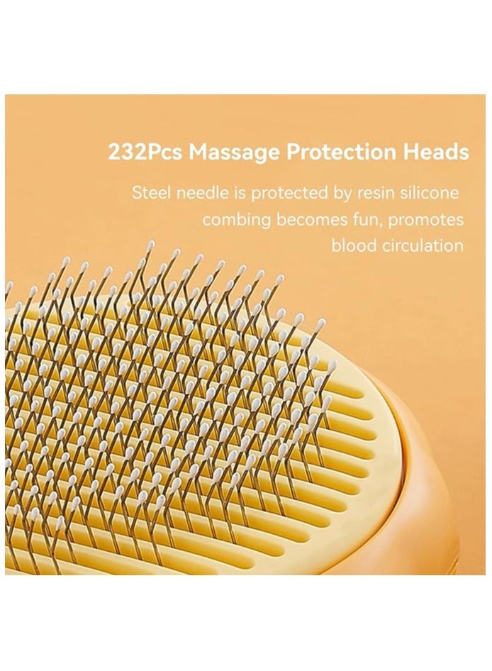 Pet Self Cleaning Slicker Brush, Cat Massage Comb with Button and Soft Bent Pain-Free Bristles for Shedding and Grooming, Removes Loose Undercoat Gently Tool for Dogs Cats Puppy Rabbit - Image 2