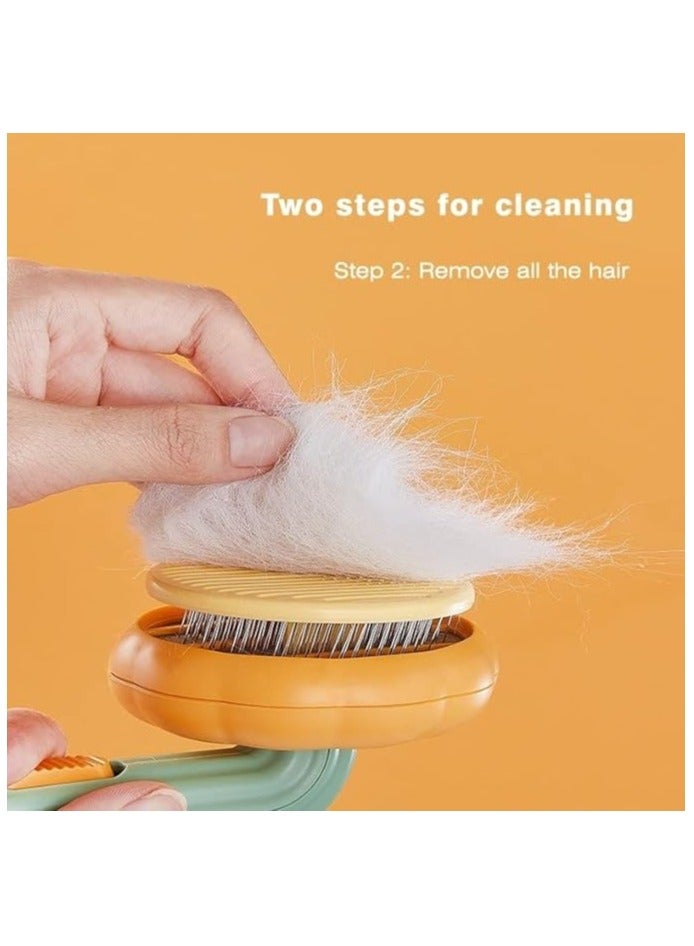 Pet Self Cleaning Slicker Brush, Cat Massage Comb with Button and Soft Bent Pain-Free Bristles for Shedding and Grooming, Removes Loose Undercoat Gently Tool for Dogs Cats Puppy Rabbit - Image 3