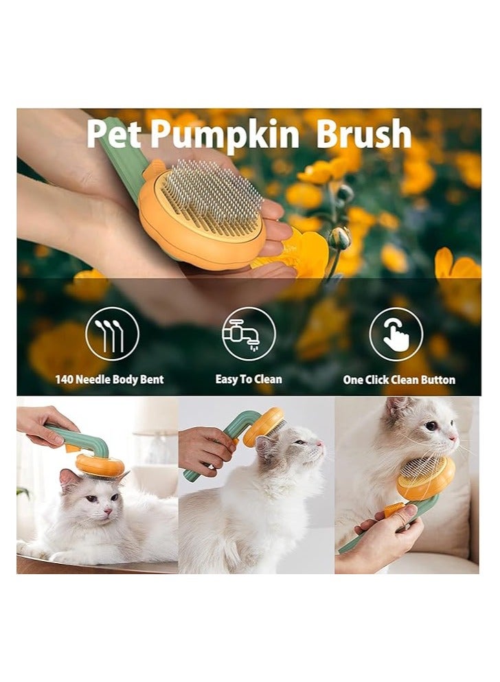 Pet Self Cleaning Slicker Brush, Cat Massage Comb with Button and Soft Bent Pain-Free Bristles for Shedding and Grooming, Removes Loose Undercoat Gently Tool for Dogs Cats Puppy Rabbit - Image 4