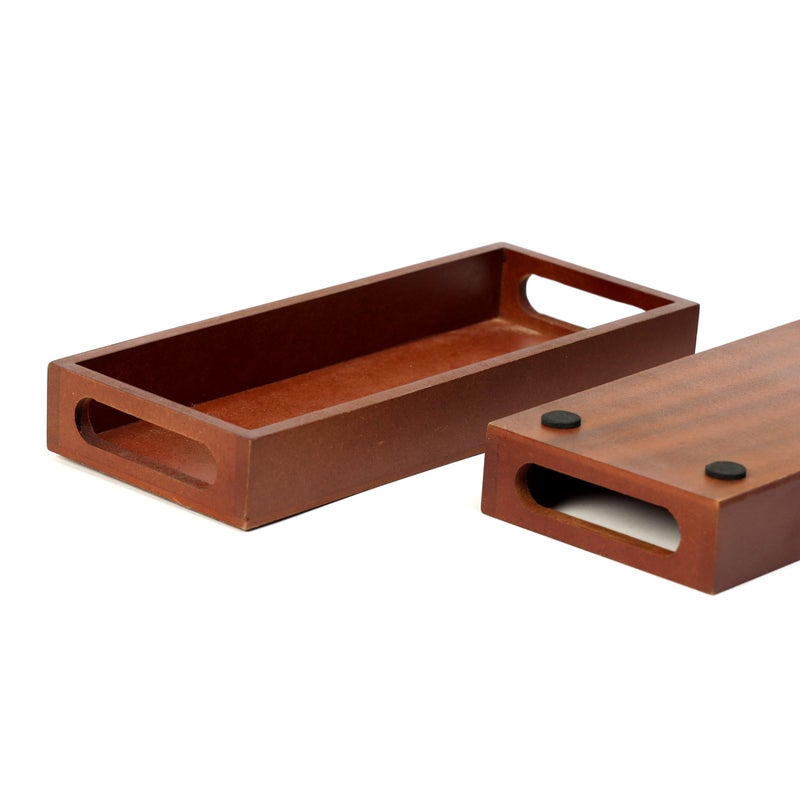 DULI Multipurpose Engineered Wood Storage Tray Set - 11x5 Inch (Set of 2) | Durable, Painted Finish - Ideal for Kitchen, Office, Baby Items, and Crafts(Setof2Rct11x5- Wood) - Image 4
