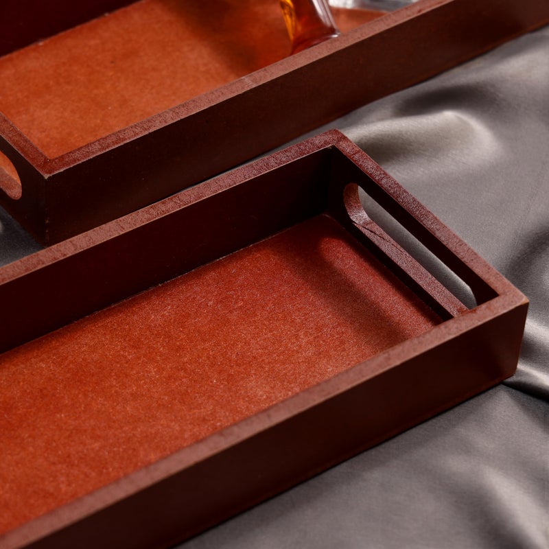 DULI Multipurpose Engineered Wood Storage Tray Set - 11x5 Inch (Set of 2) | Durable, Painted Finish - Ideal for Kitchen, Office, Baby Items, and Crafts(Setof2Rct11x5- Wood) - Image 5