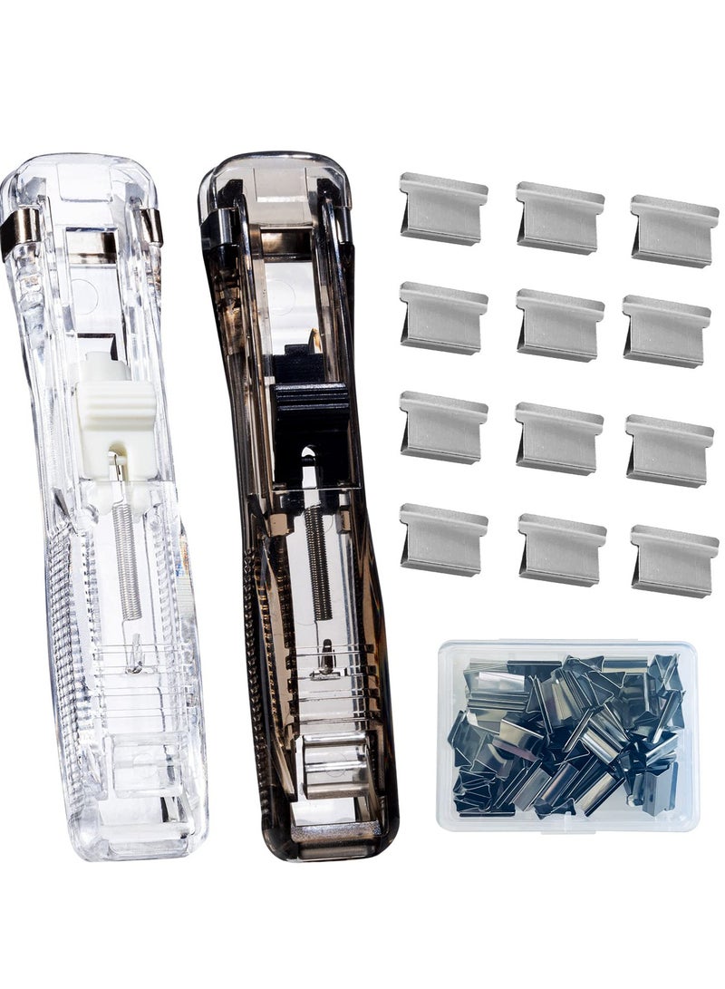 SUNSAR 2Pcs Paper Clip Dispenser, Handheld Paper Clam Clip Dispenser with 50Pcs Paper Clam Clip for Office School Files Assignments - Image 1