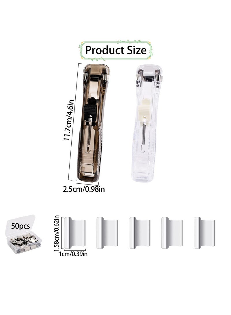 SUNSAR 2Pcs Paper Clip Dispenser, Handheld Paper Clam Clip Dispenser with 50Pcs Paper Clam Clip for Office School Files Assignments - Image 2