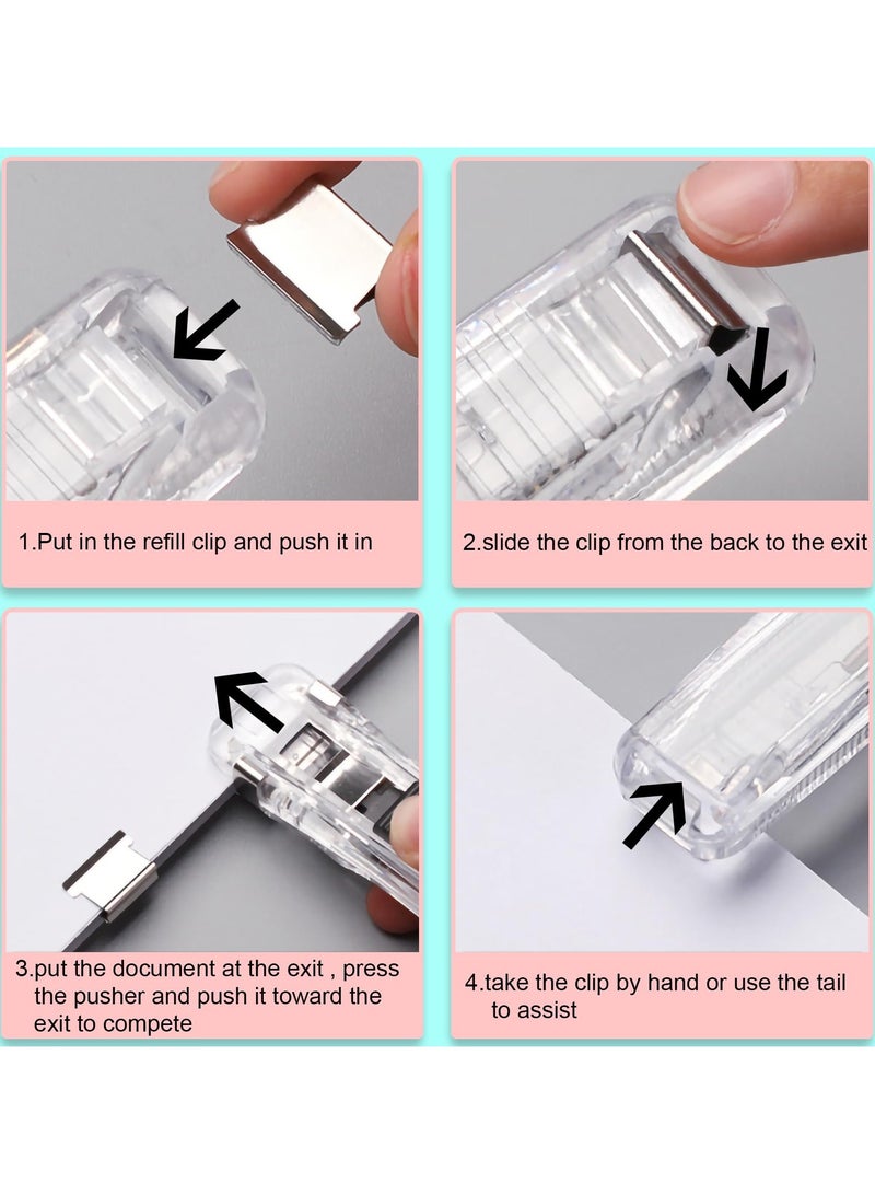 SUNSAR 2Pcs Paper Clip Dispenser, Handheld Paper Clam Clip Dispenser with 50Pcs Paper Clam Clip for Office School Files Assignments - Image 3