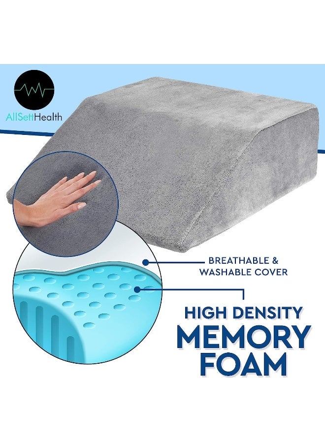 AllSett Health Leg Elevation Pillow - Memory Foam Leg Elevating Pillow | Leg Rest Wedge - Leg Pillow Elevation Blood Circulation | Relieves and Recovers Foot & Ankle Injuries | Foot Elevation Pillows for Swelling  - Image 4