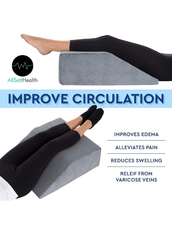 AllSett Health Leg Elevation Pillow - Memory Foam Leg Elevating Pillow | Leg Rest Wedge - Leg Pillow Elevation Blood Circulation | Relieves and Recovers Foot & Ankle Injuries | Foot Elevation Pillows for Swelling  - Image 3