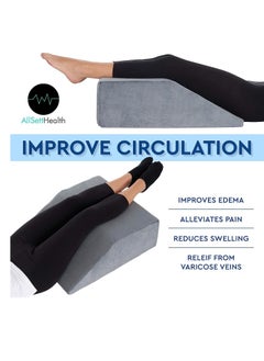 AllSett Health Leg Elevation Pillow - Memory Foam Leg Elevating Pillow | Leg Rest Wedge - Leg Pillow Elevation Blood Circulation | Relieves and Recovers Foot & Ankle Injuries | Foot Elevation Pillows for Swelling  - Image 2