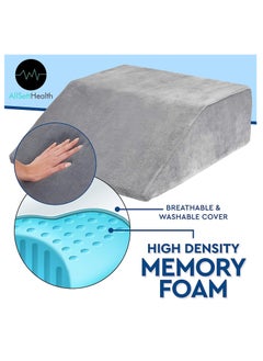 AllSett Health Leg Elevation Pillow - Memory Foam Leg Elevating Pillow | Leg Rest Wedge - Leg Pillow Elevation Blood Circulation | Relieves and Recovers Foot & Ankle Injuries | Foot Elevation Pillows for Swelling  - Image 4