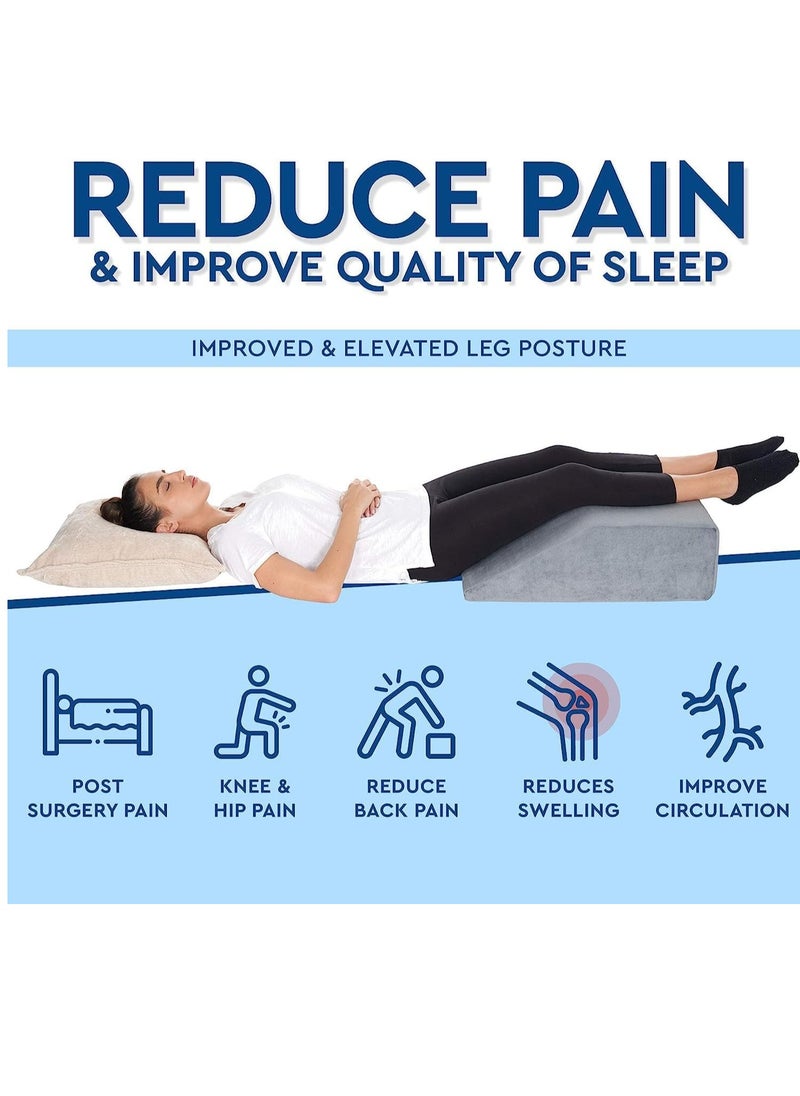 AllSett Health - Leg Elevation Pillow - Memory Foam Leg Elevating Pillow | Leg Rest Wedge - Leg Pillow Elevation Blood Circulation | Relieves and Recovers Foot & Ankle Injuries | Foot Elevation Pillows for Swelling - Image 1