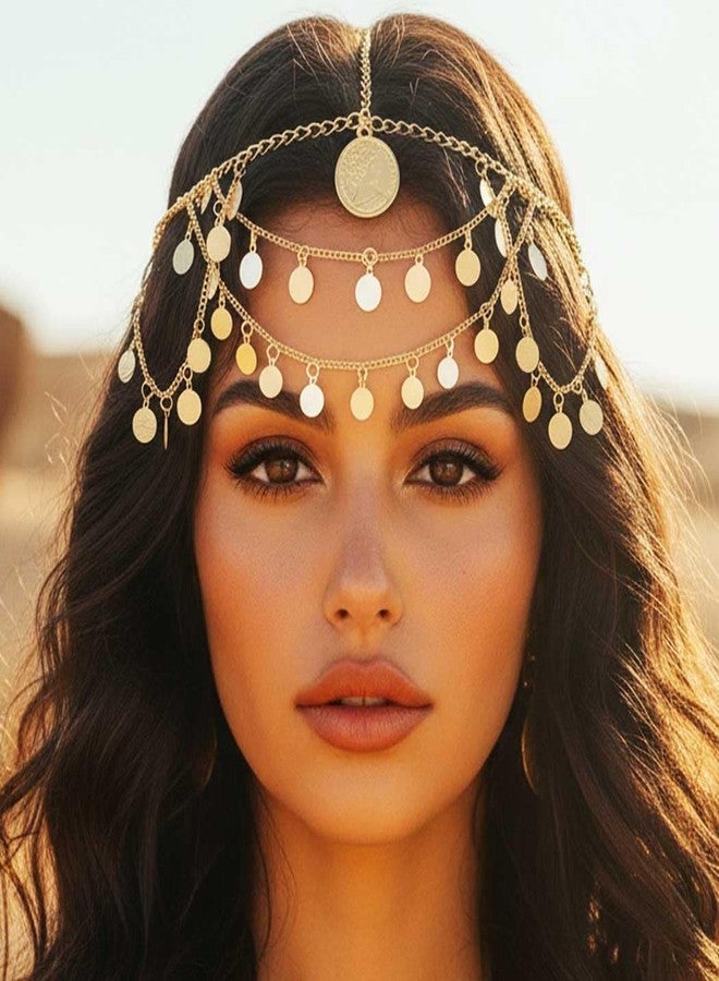 يان طوق رأس ذهبي مرصع بالترتر من يان، إكسسوارات شعر بوهيمية للنساء (ذهبي، مقاس واحد) - Image 1