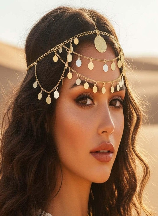 يان طوق رأس ذهبي مرصع بالترتر من يان، إكسسوارات شعر بوهيمية للنساء (ذهبي، مقاس واحد) - Image 5