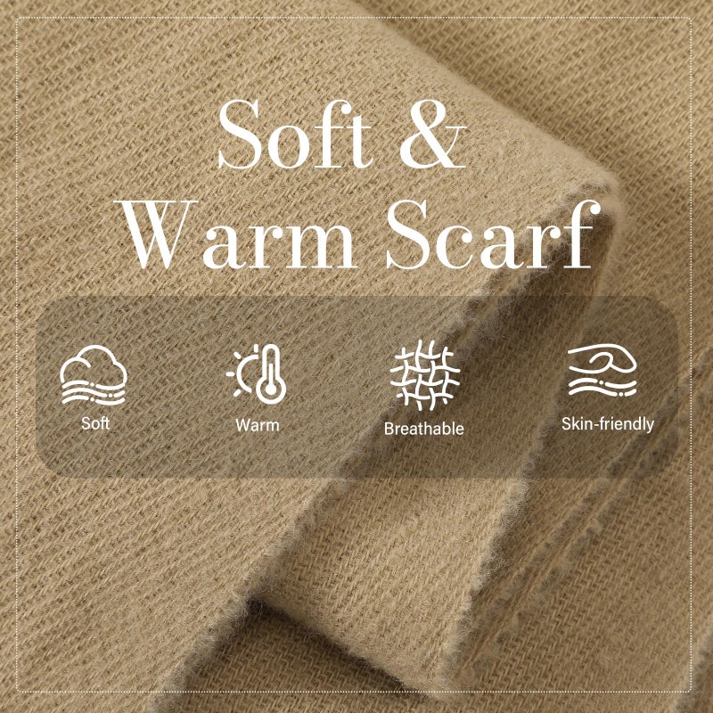 Tavaleu Winter Scarf for Women, Warm Long Cable Knit Scarf, Wrap Chunky Soft Winter Scarves for Women Dark Khaki - Image 2