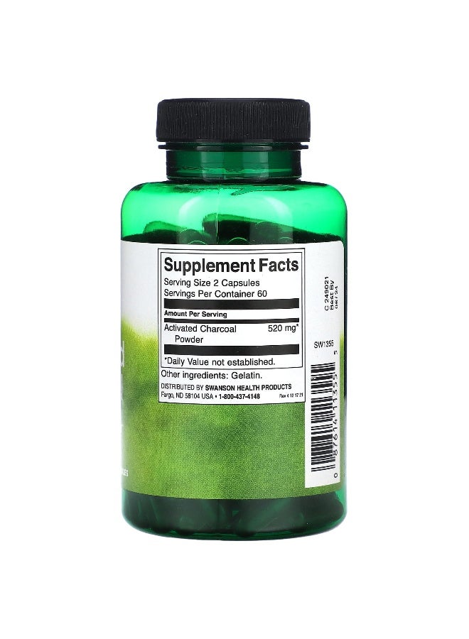 SWANSON سوانسون، فحم مفعل، 260 ملغ، 120 كبسولة - Image 2