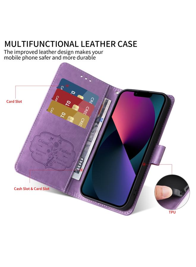 Zaboon Case For iPhone 13 Pro Embossed Butterfly Flowers Leather Phone Case - Image 4