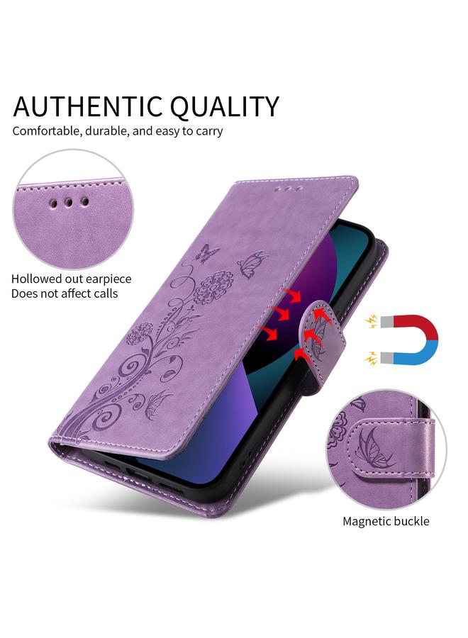 Zaboon Case For iPhone 13 Pro Embossed Butterfly Flowers Leather Phone Case - Image 5