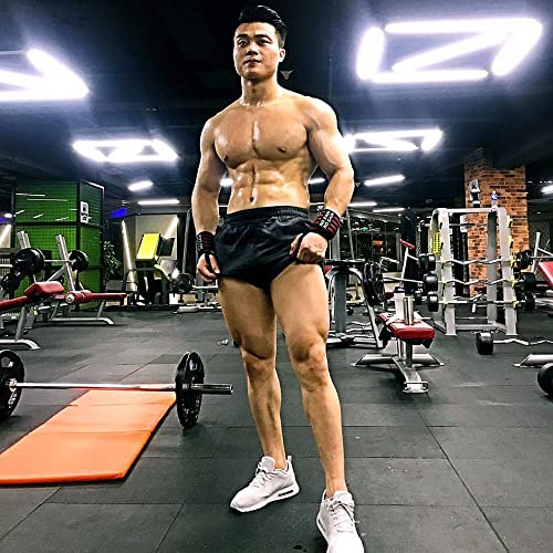 palglg Mens Bodybuilding Workout Shorts 5" Inseam with Pockets PLN Black 2XL - Image 3