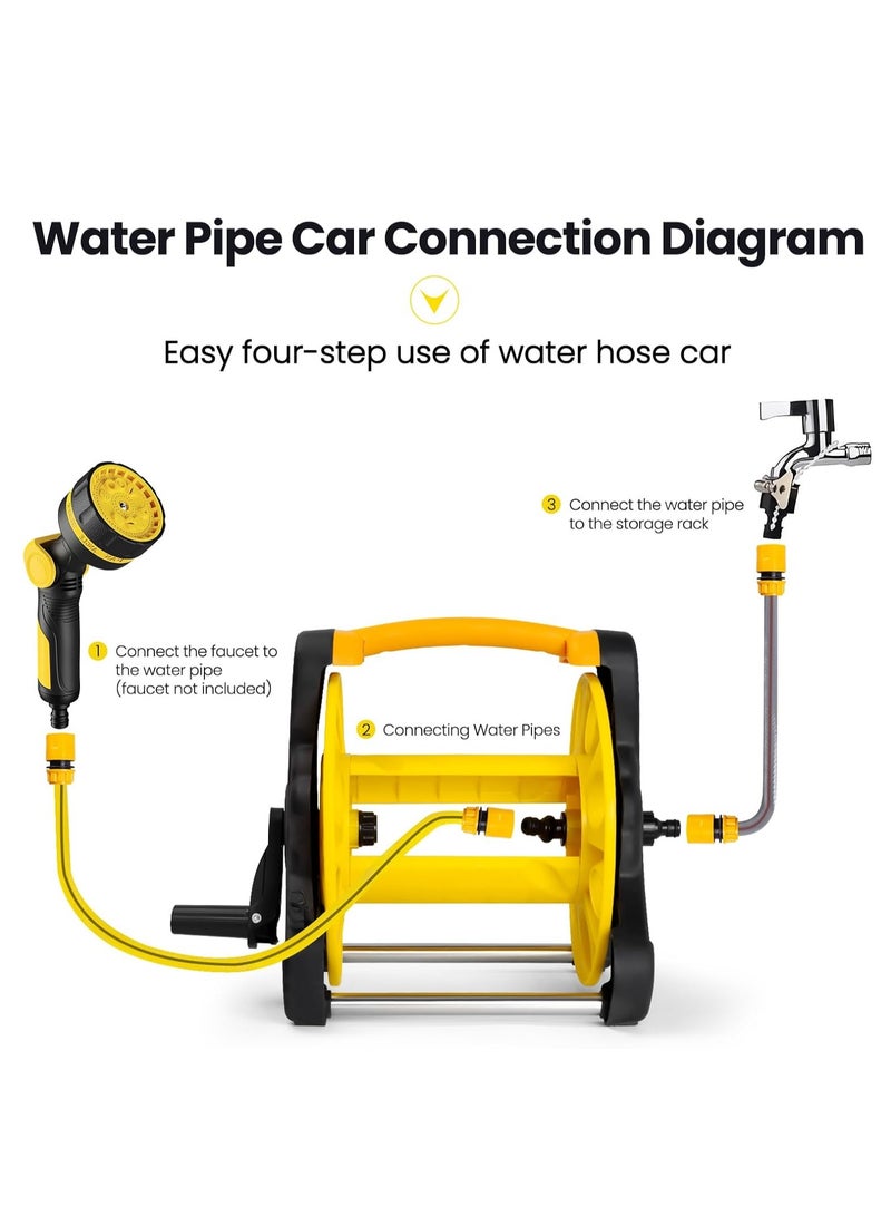 Arabest Water Hose Garden Hose Reel Set, 15M Garden Hose Reel Kit Water Hose Holder with 7 Types Water Gun of Spray Heads and 2M Hoses for Garden Watering and Car Washing ﻿  - Image 2