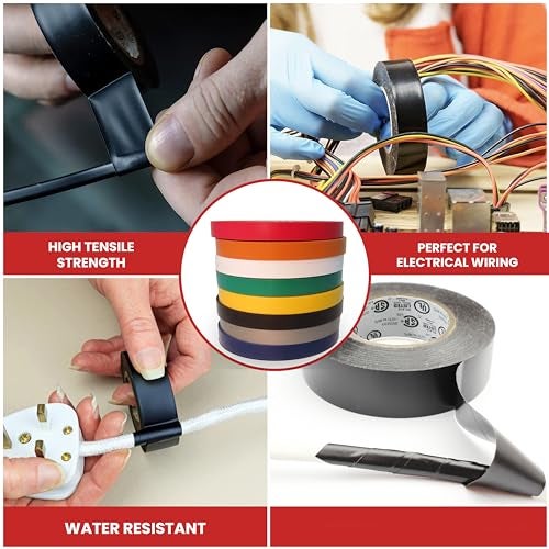 GGR Supplies T.R.U. EL-766AW Rainbow Pack General Purpose Electrical Tape 3/4" (W) x 66' (L) UL/CSA Listed core. Utility Vinyl Synthetic Rubber Electrical Tape (10 Pack) - Image 5