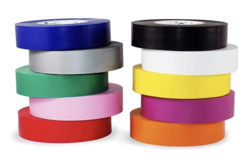 GGR Supplies T.R.U. EL-766AW Rainbow Pack General Purpose Electrical Tape 3/4" (W) x 66' (L) UL/CSA Listed core. Utility Vinyl Synthetic Rubber Electrical Tape (10 Pack) - Image 1