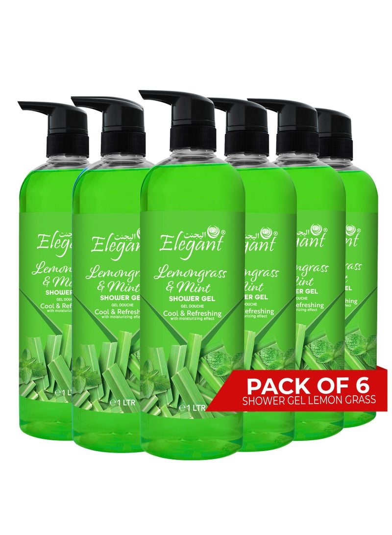 Elegant 6-Pieces Lemongrass & Mint Shower Gel 1 Liter - Image 1